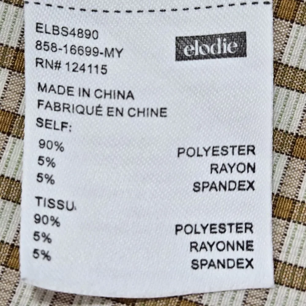 ELODIE Women's Size Medium Pleated Mini Skirt Clay Plaid Stretchy - Picture 6 of 7